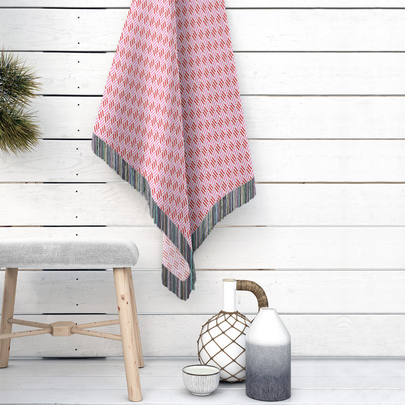 Hand Woven Throw Blanket, 80" W x 60" L, Pink