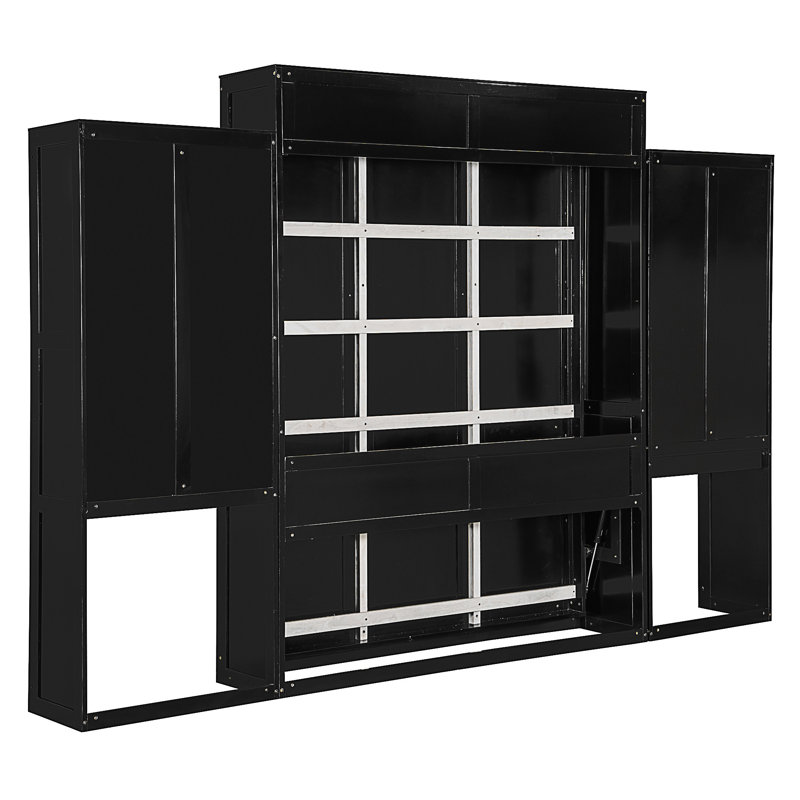 Grand lit escamotable avec bureau, coiffeuse et armoires