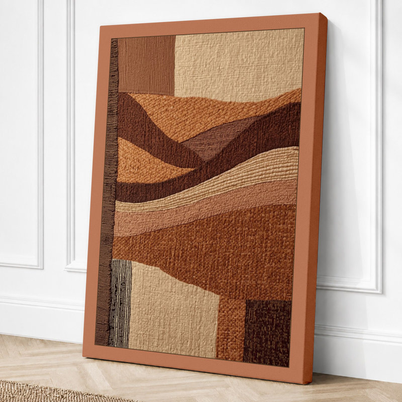 Warm Geometry Abstract - Wrapped Canvas, 36x24 - 91.4 x 61.0 cm, Terracotta Border