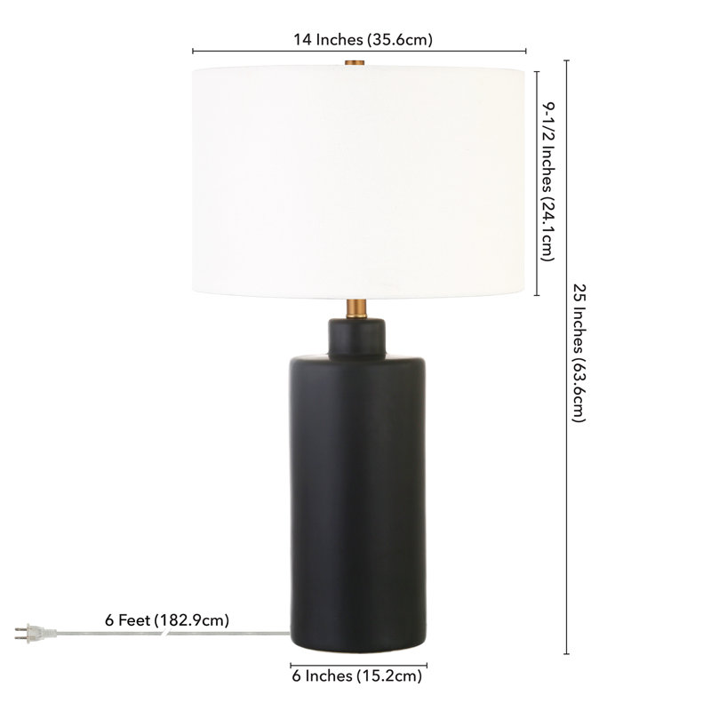 Lampe de table standard 25 po Carlina, Noir mat