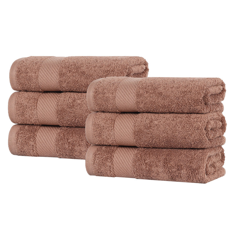 Kendell Egyptian Cotton Medium Weight Solid Luxury 6 Piece Hand Towel Set, Sedona
