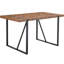 Table minimaliste texturée en bois foncé avec structure en métal stable et praticité charmante avec pieds rectangulaires de style rétro