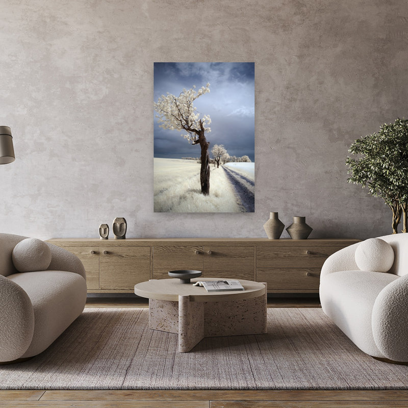 Impression d'art mural éthéré, arbre blanc, route, éthéré, paysage serein, nature, H 48 po x l 32 po
