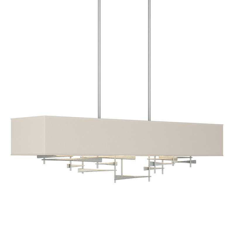 Cavaletti 4 - Light Kitchen Island Rectangle Pendant, Flax, Vintage Platinum