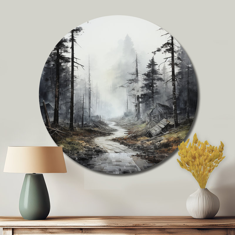 Méandre de la forêt Thorugh - paysages ronds, art en métal, H 36 po x l 36 po