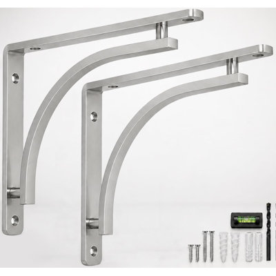 Classic Shelf Bracket Set by Balin Designs (Black) for 12"- 14" Mantel Shelves L Brackets – Heavy Duty Decorative Metal Supports – Easy Installation with Hardware Included - Set of 2
