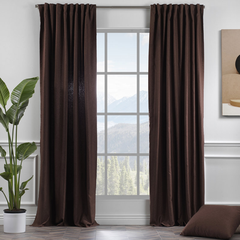 Decorative Room Darkening Curtain Panels, Brown, 52'' W x 72'' L