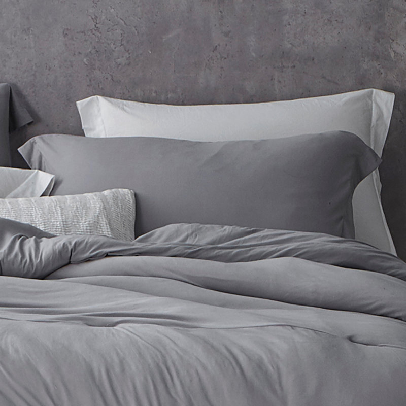 Bare Bottom Polyester Sham Set, Standard, Alloy