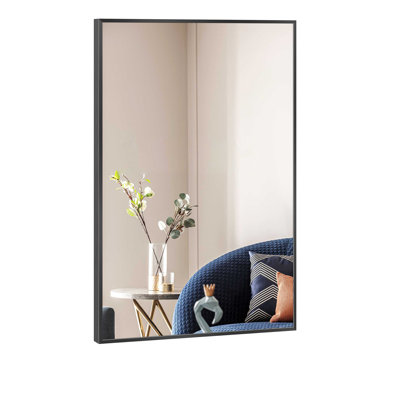 36''H x 24''W Rectangle Black Metal Bathroom Vanity Mirror Modern Accent Mirror Decorative Wall Mirror for Living Room Bedroom Entryway