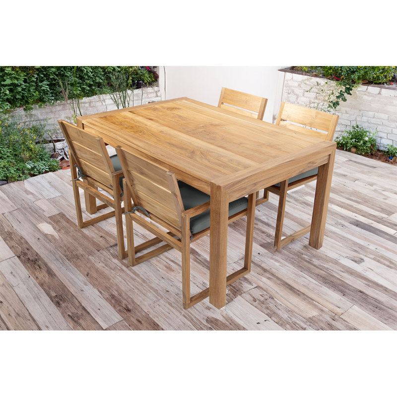 Kortnie 5 - Piece Solid Wood Dining Set, Camel