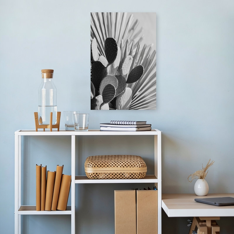 Cactus Poem No 01 Elegant Modern Organic Cactus Plant Palm Landscape Nature Wall Art Print 1 Piece Wrapped Canvas Wall Art