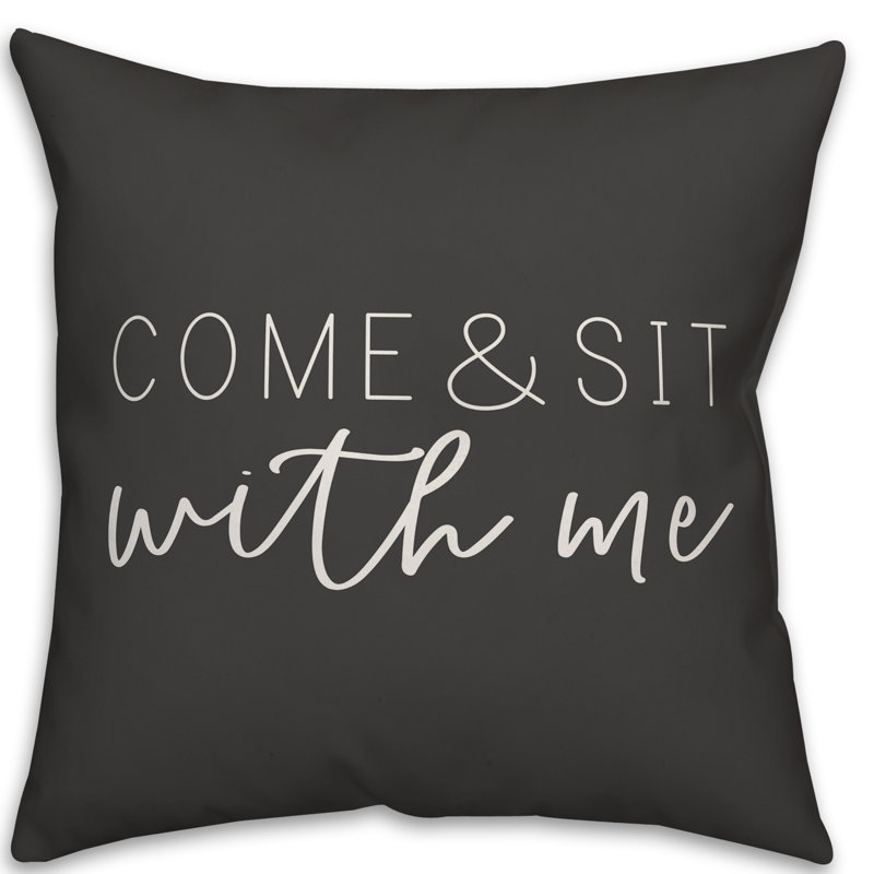 Coussin intérieur / extérieur Come and Sit with Me, H 20 po x l 20 po, Noir / blanc