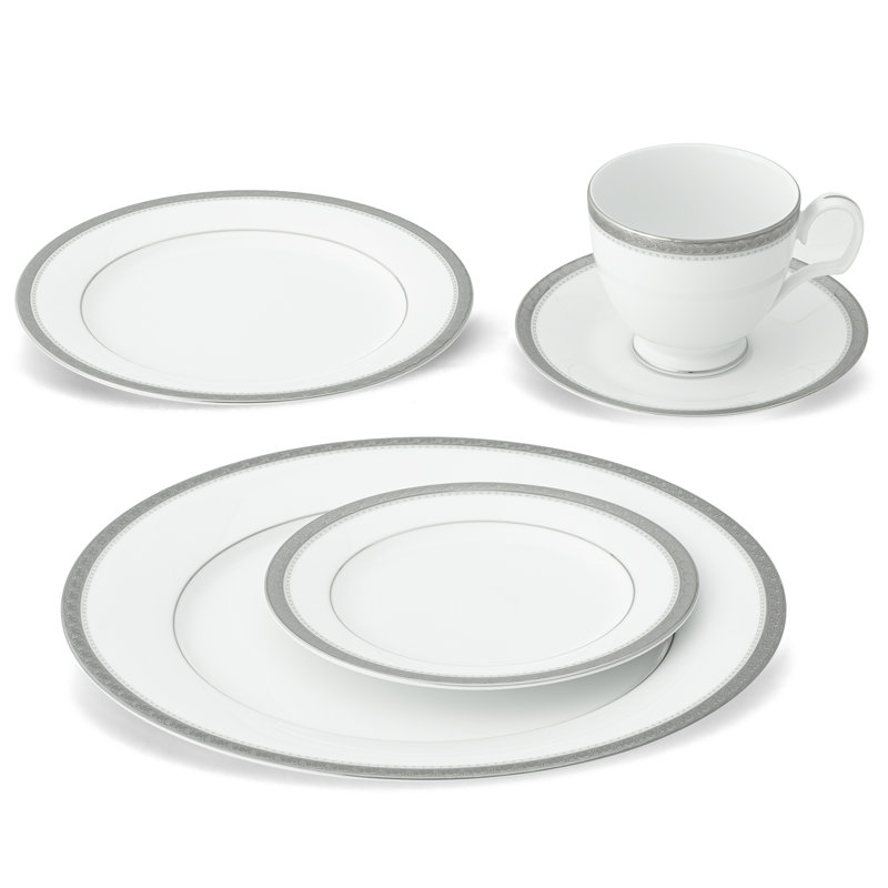 Couvert individuel 5 pièces Noritake Charlotta, Platine
