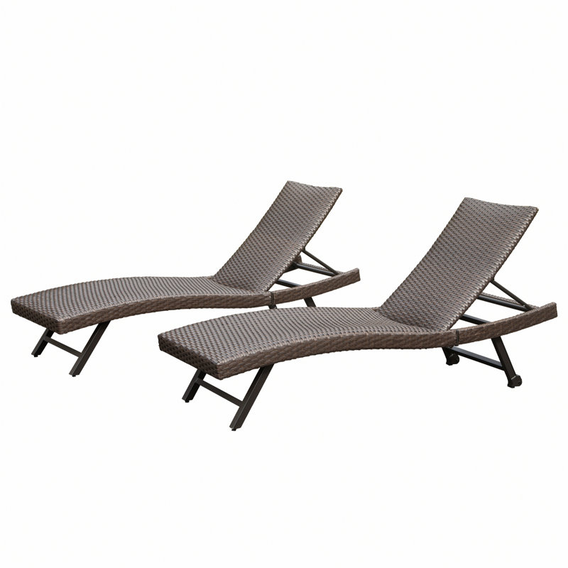 2 chaises longues d'extérieur en aluminium avec roulettes 2 pièces