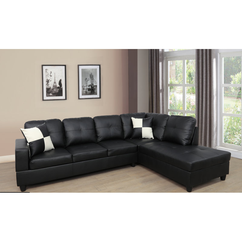 Mavretta Upholstered Sectional, Right Hand Facing, Silver White Faux Leather