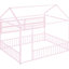 Lit en métal rose avec clôture et tablettes - pleine grandeur, maximisant les choix de style de rangement dans la chambre à coucher-1813673780-1813673787