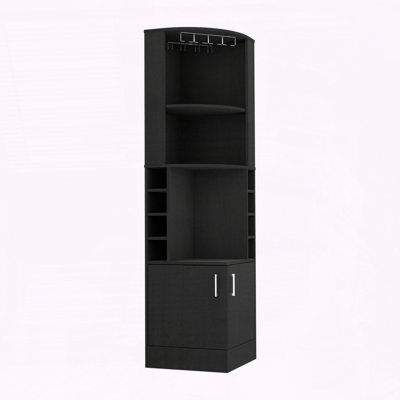 Kava Being Corner Bar Cabinet with Wine Glass Rack and Built-in Wine Rack