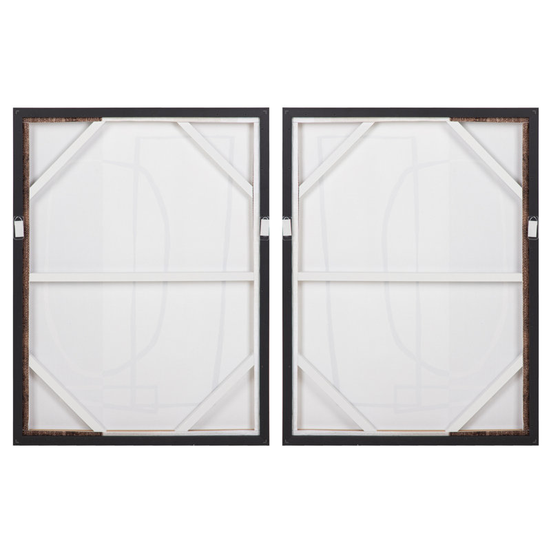 ABSTRACTS 50% HAND PAINTED SET 2 CANVAS 63x4x83 CM - 2 Piece Floater Frame Print Set on Canvas