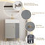 Meuble-lavabo à tablettes 21,6 po avec évier en céramique, porte à fermeture douce, armoire de rangement à tablettes ouvertes sur le côté droit, assemblage requis-1360397805