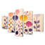 "Floral Landscape", jaune, mauve, art mural pour salon, 5 pièces-600231134