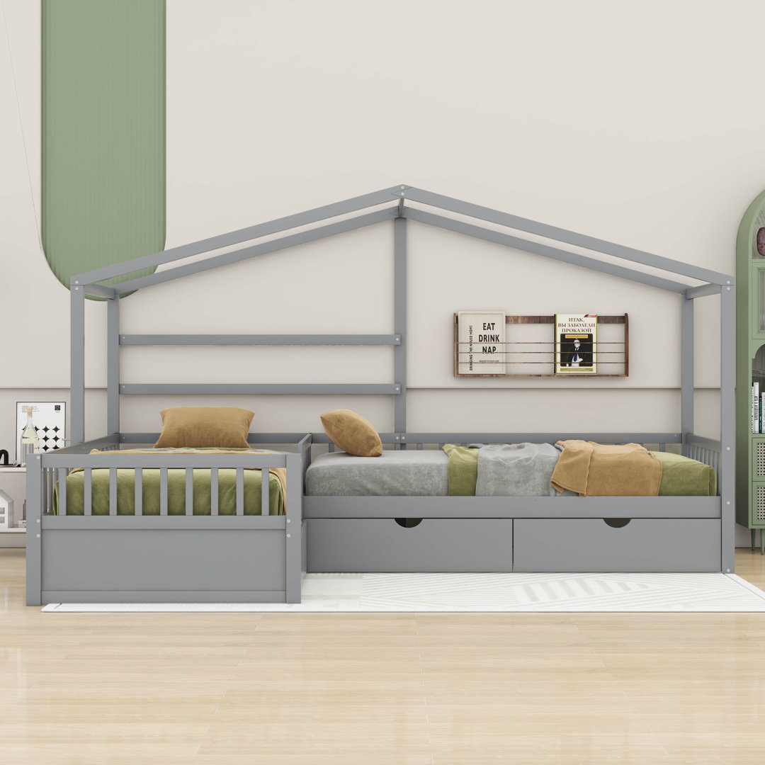 Bladric Twin Size House Platform Bed with Three Storage Drawers Harper Orchard Bed Frame