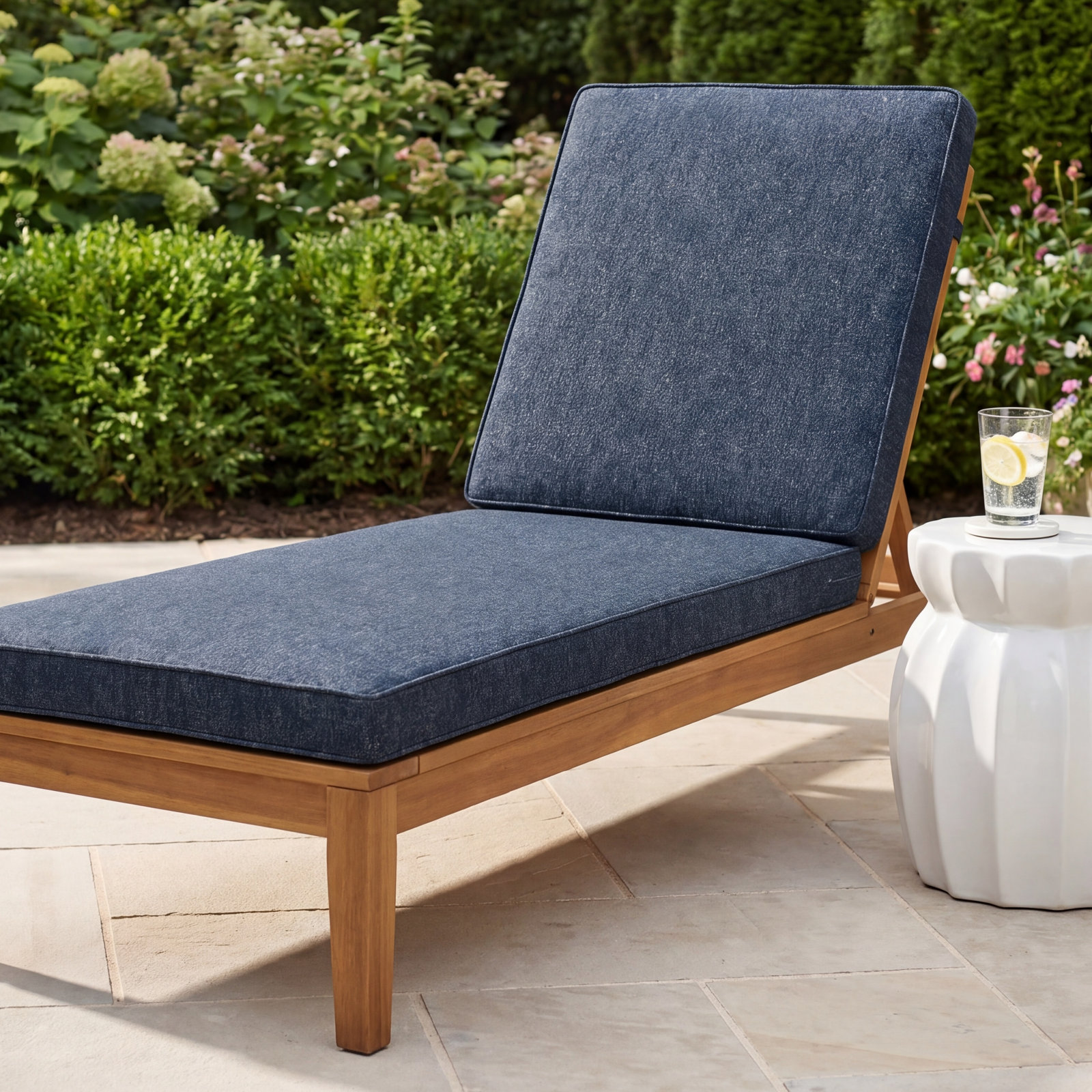 Sunbrella® Seat and Back Cushion, Improve Indigo Sunbrella®, 24" W x 73" D