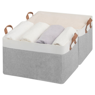 Fabric Foldable Storage Bins with Handles, Modern Storage Basket for Shelves, Closet, Dorm