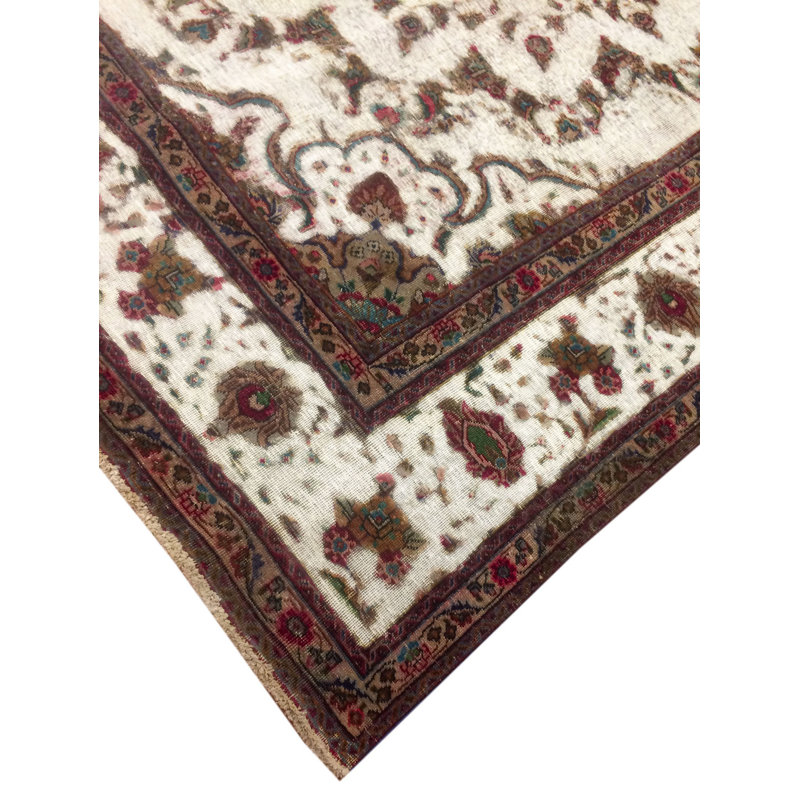Tapis de zone en laine 9 pi x 12 pi noué la à la main one-of-kind Aubin