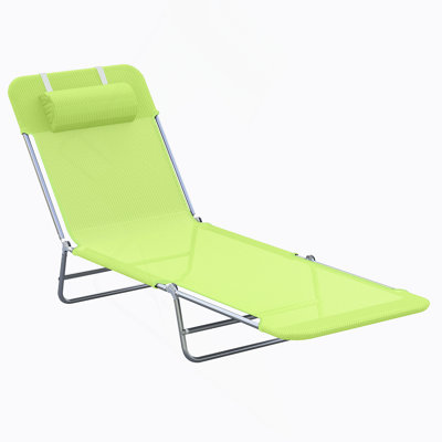 Outsunny Folding Chaise Lounge Pool Chairs With Adjustable Back, Pillow, And Steel Frame For Outdoor Relaxation