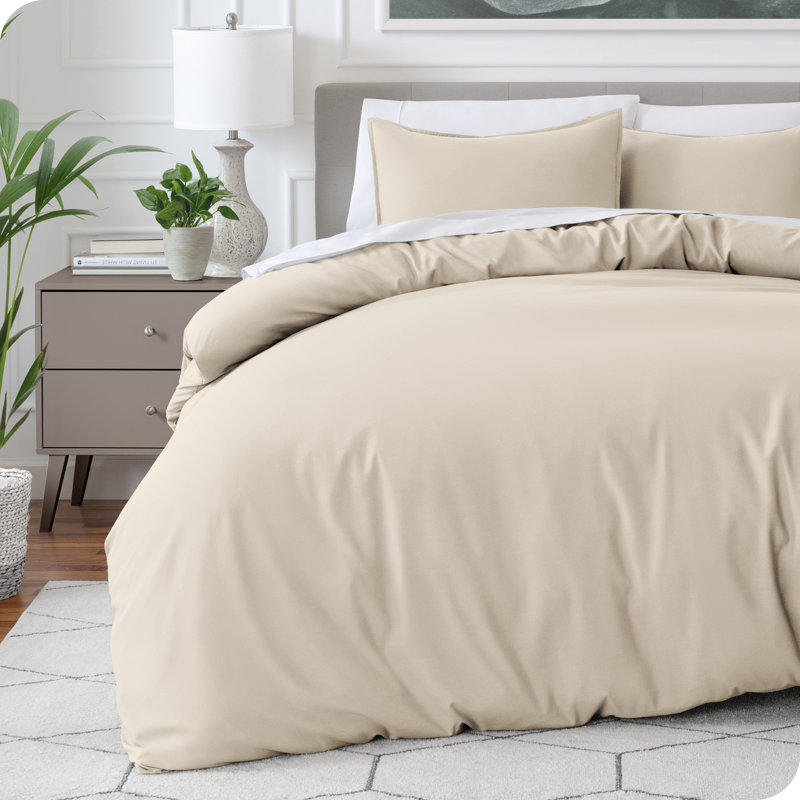 Microfiber Modern & Contemporary Duvet Cover Set, Sand, Full Duvet Cover + 2 Standard Shams