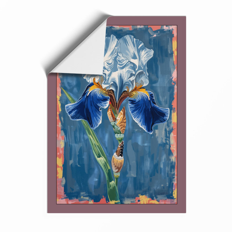 Iris in Blue Botanical - Framed Print, A4 - 29.7 x 21.0 cm, Unframed