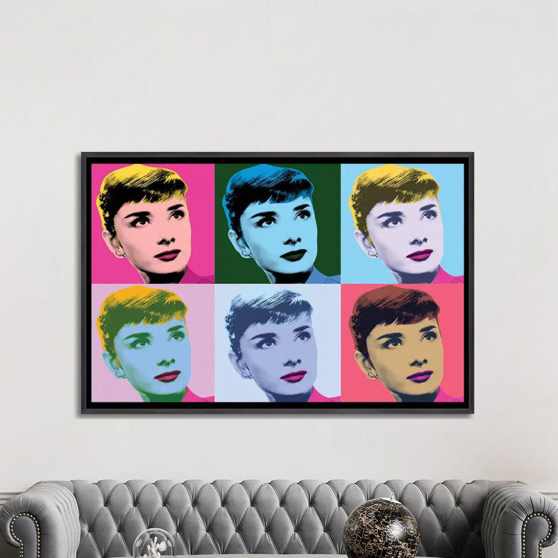 Audrey Hepburn Warhol Sabrina par radio Days-impression d’art graphique, H 60 po x l 40po x P 1,5 po, Pas de tapis