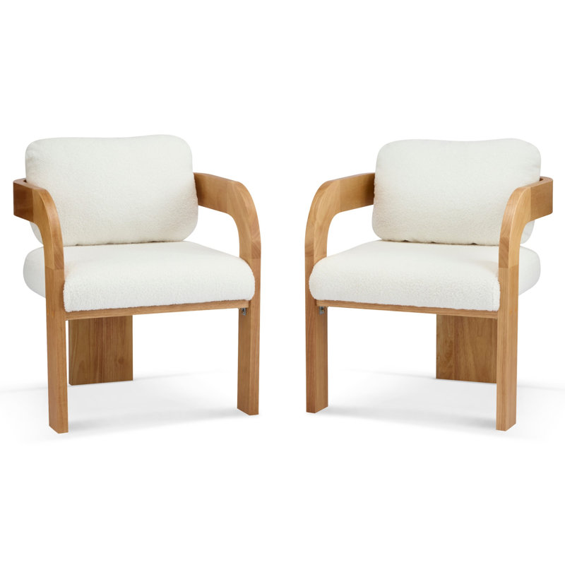 Chaise de salle à manger rétro, Naturel, Blanc