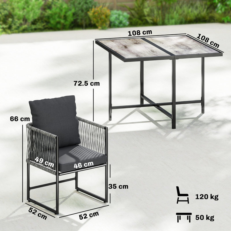 4 - Person Patio Dining Set with Square Table