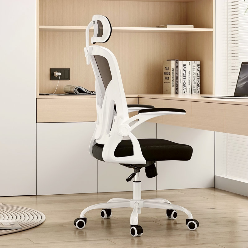 Chaise de bureau ergonomique, chaise de bureau avec appui-tête, chaise d'ordinateur à haut dossier avec accoudoirs et support lombaire réglable pour la salle d'étude de bureau à domicile