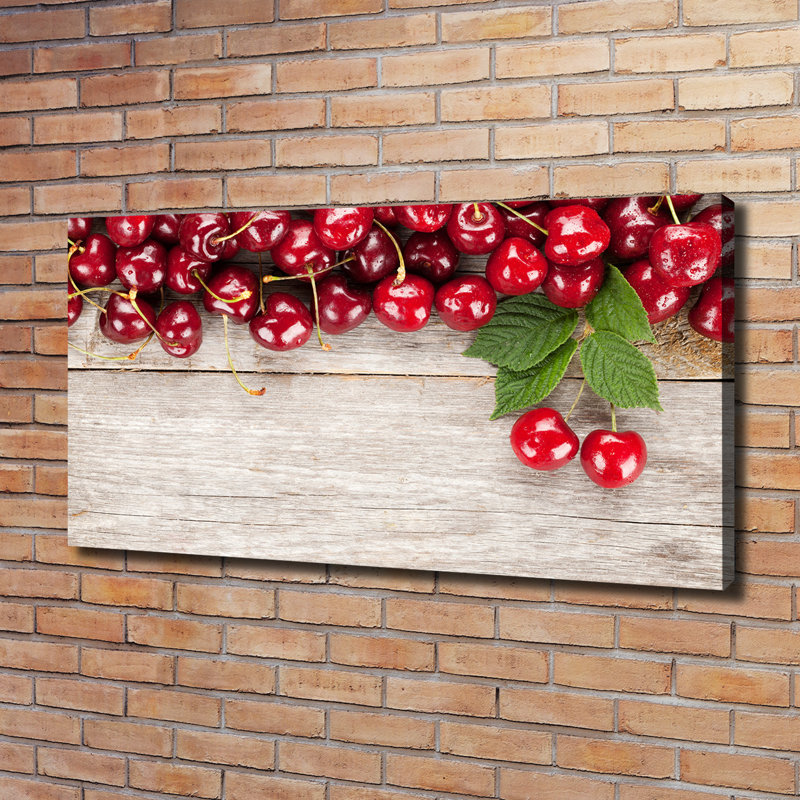 Cherries On Wood - Wrapped Canvas Print