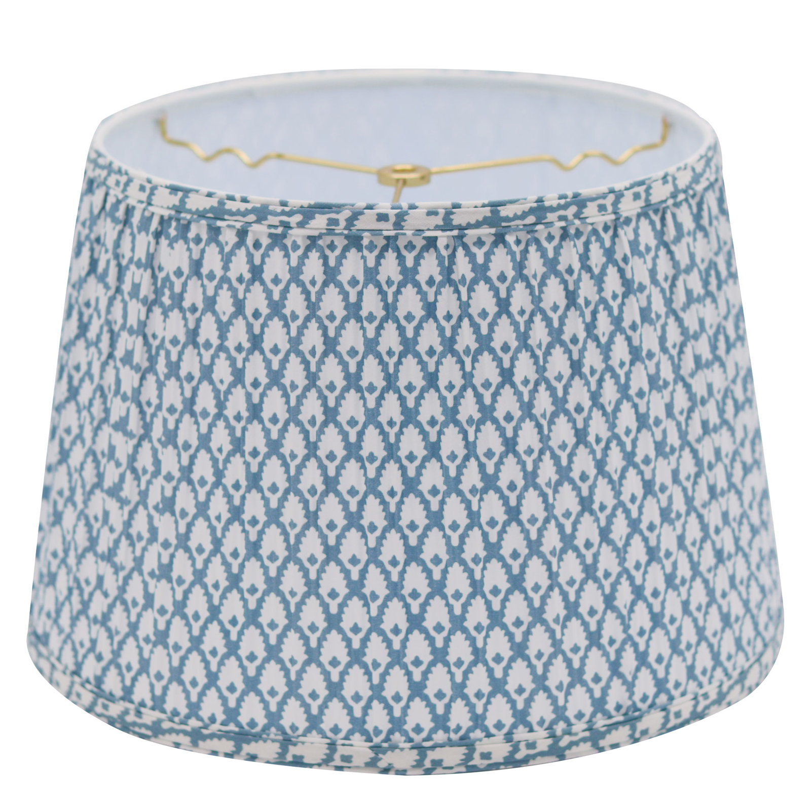Empire Hardback Lampshade With Washer Fitter, White, 9.5" H x 14" W x 14" D, Blue/White
