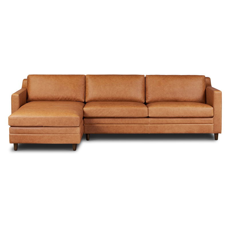 Canapé-lit modulaire avec rangement Harper, Brun clair cognac, Orienté à gauche (vu de face)