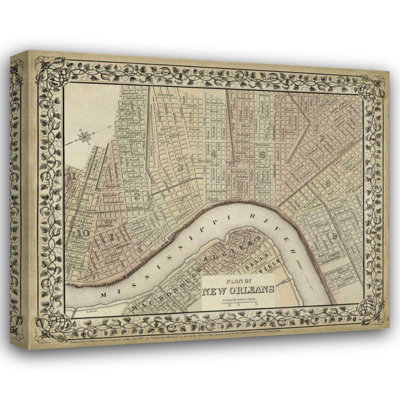 Art sur toile tendue avec Alcott Hill® Mitchell Gallery: Plan of New Orleans 90727Z