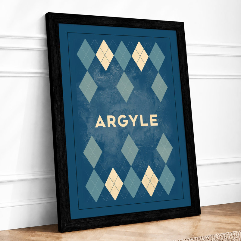 Argyle Pattern Geometric - Framed Print, Black, A3 - 42.0 x 29.7 cm