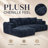 Classic Boneless L-shaped Chenille Fabric Upholstered 3-Seater Sectional Sofa with Two Pillows-735273537-735273541