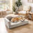 Oversized Chaise-Style Pet Sofa For Medium & Large Dogs With Wave Backrest, Single Armrest, Removable Cushion & Breathable Linen Fabric-1280249318