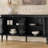 58'' 4-Door Sideboard with Glass Doors and Solid Wood Legs, Black-217219393