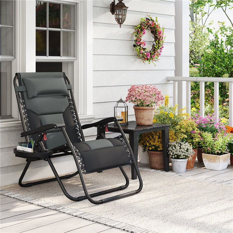 Color Folding Beach Chair, Grey/Black