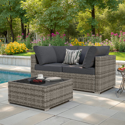 Chappotin Outdoor Patio Sofa Wicker Modular Sectional Set With Cushions