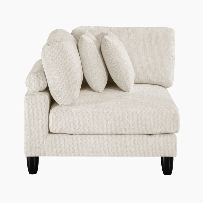 Chaise de coin modulaire en microfibre l 40,0 po Loowit - Chaise de coin rembourrée avec coussins réversibles et coussins assortis