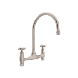 Georgian Era Bridge Kitchen Faucet with Wall Unions