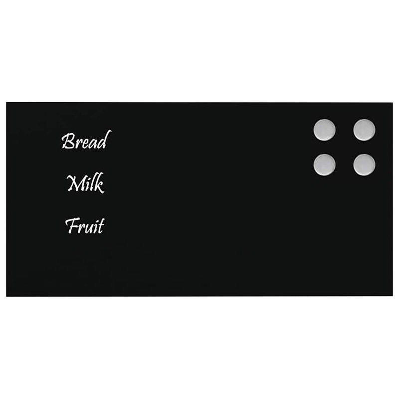Wall-Mounted Magnetic Board Tempered Glass, 20cm H x 40cm W, Black