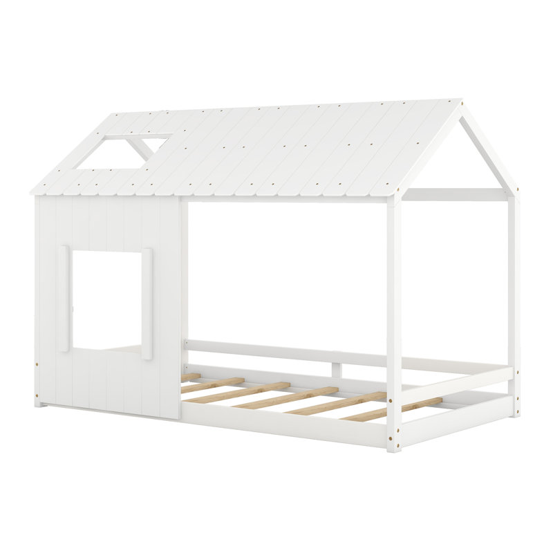 Lit simple avec toit et fenêtre, Blanc