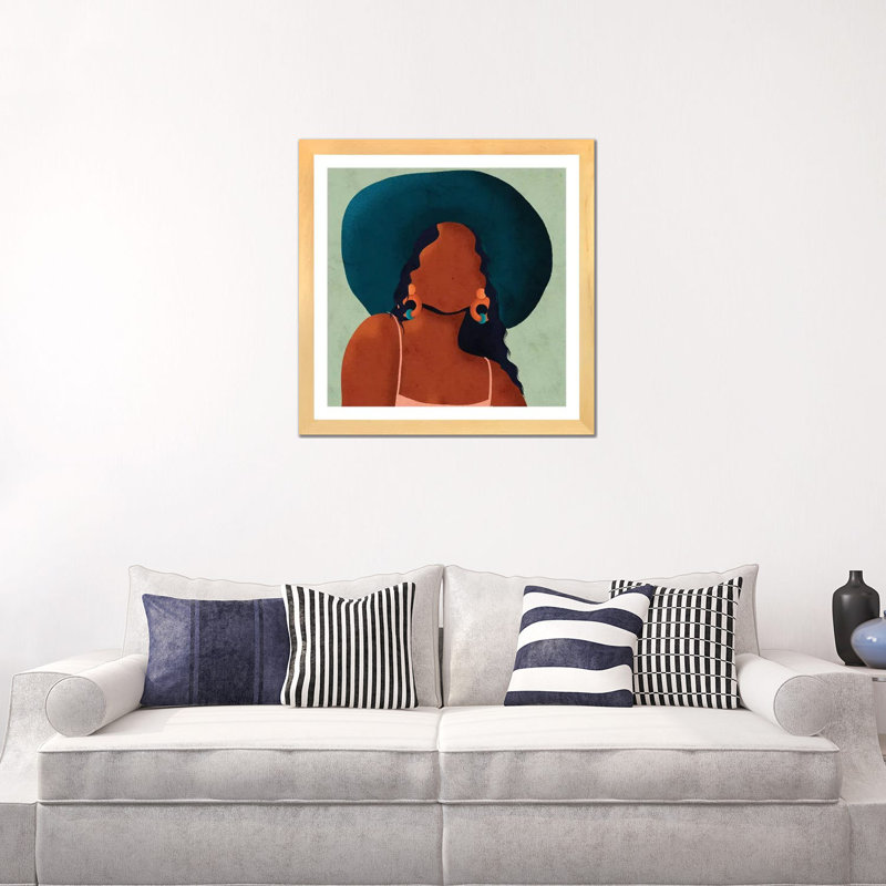 Kim par Reyna Noriega - impression d'art graphique, Toile avec cadre en bois beige, H 24 po x l 24 po x p 1 po, Blanc